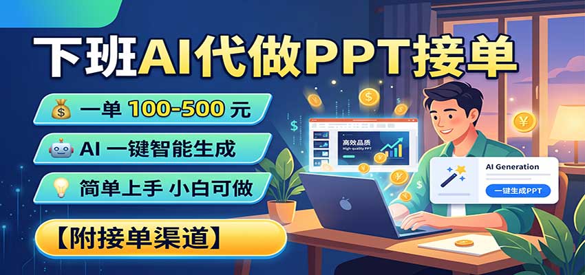 下班AI代做PPT接单，一单100-500，AI一键生成，小白也能做，附接单渠道-MFXUI中国站