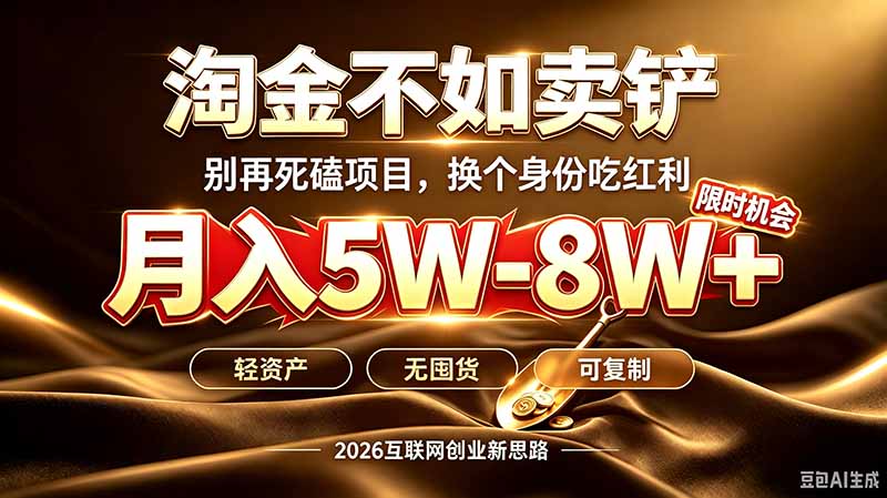别再傻乎乎埋头跑项目！互联网真正赚钱逻辑：做卖铲人，拒绝当韭菜，逆风翻盘月入5-8W+-MFXUI中国站