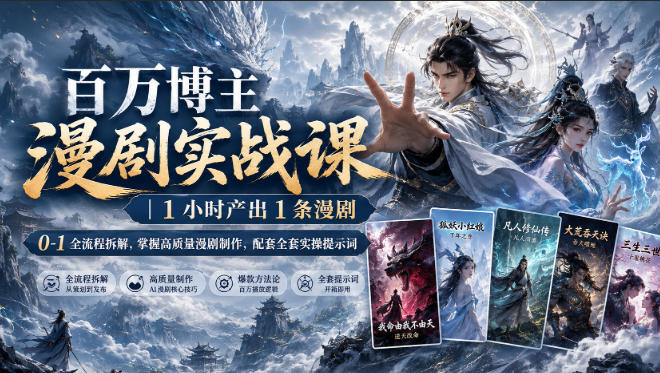 百万博主漫剧实战课｜1小时产出1条漫剧，0‑1全流程拆解，掌握高质量漫剧制作，配套全套实操提示词-MFXUI中国站