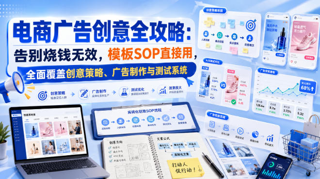 电商广告创意全攻略：告别烧钱无效，模板SOP直接用，全面覆盖创意策略、广告制作与测试系统【原创双语字幕】-MFXUI中国站