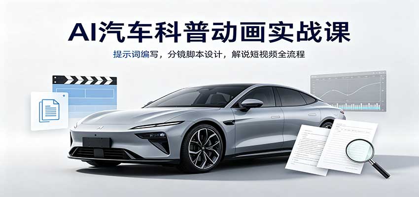 AI汽车科普动画实战课：提示词编写，分镜脚本设计，解说短视频全流程-MFXUI中国站