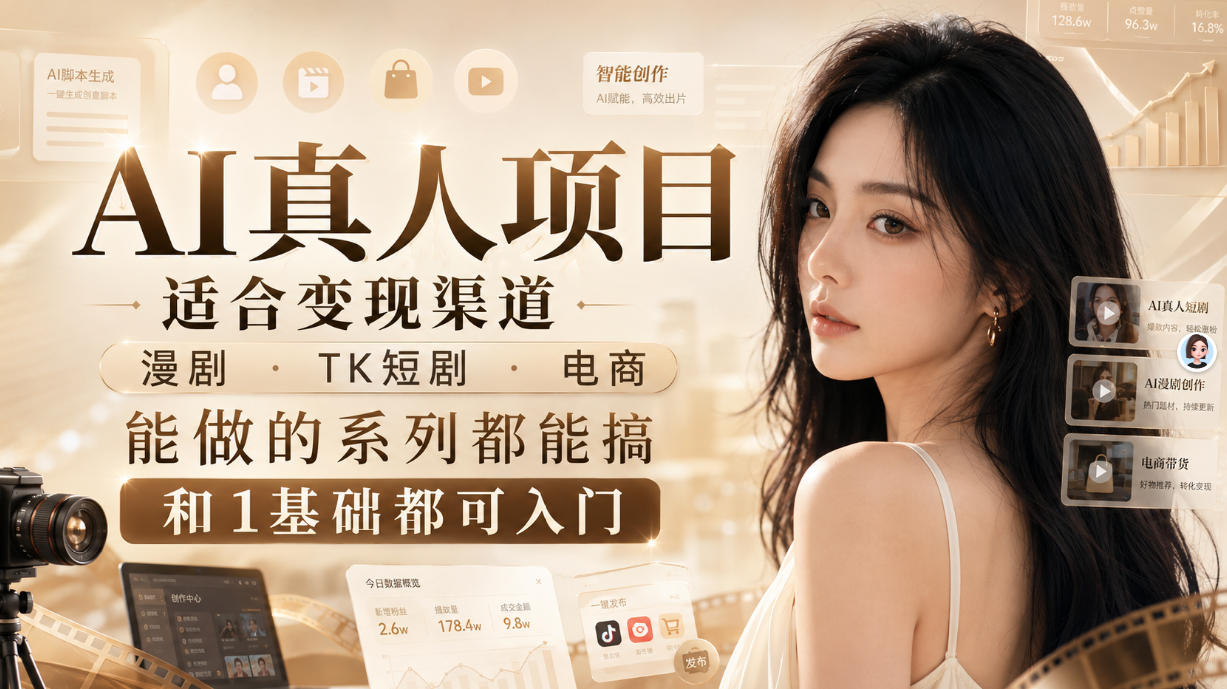 AI真人项目，适合变现渠道，漫剧，TK短剧，电商，能做的系列都能搞，0和1基础都可入门-MFXUI中国站