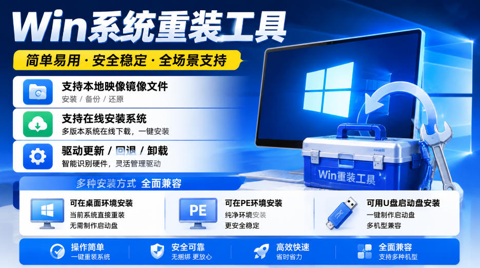 Win系统重装工具，支持本地映像镜像文件安装备份，简单易用-安全稳定-全场景支持-MFXUI中国站
