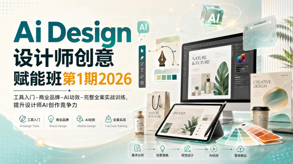 Ai Design设计师创意赋能班第1期2026｜工具入门‑商业品牌‑AI动效‑完整全案实战训练，提升设计师AI创作竞争力-MFXUI中国站