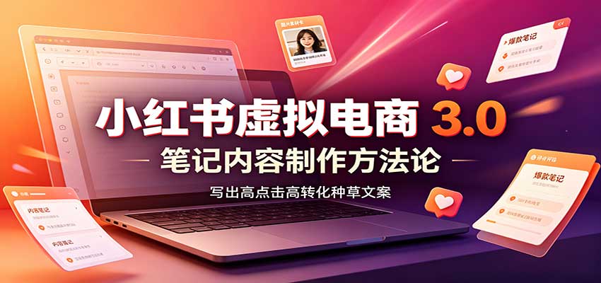 小红书虚拟电商3.0：账号搭建选品开店，笔记内容制作，矩阵投放教学-MFXUI中国站