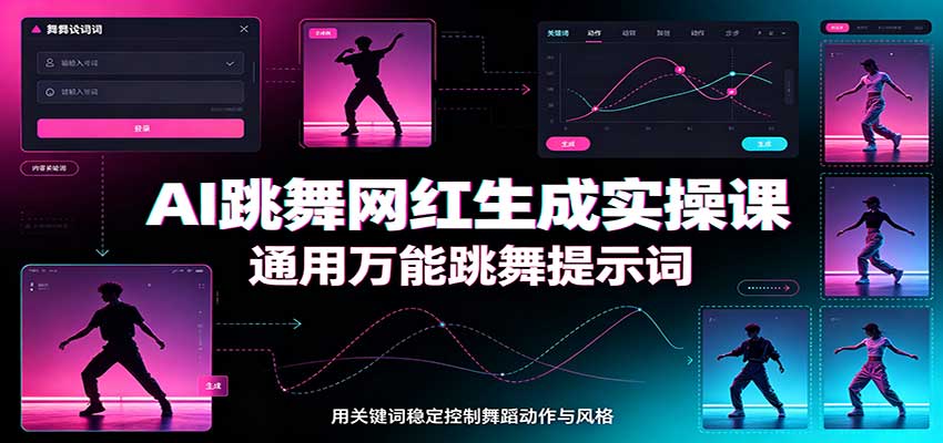 AI跳舞网红生成实操课：通用万能跳舞提示词，多模型适配，人物舞蹈视频制作全套教学-MFXUI中国站