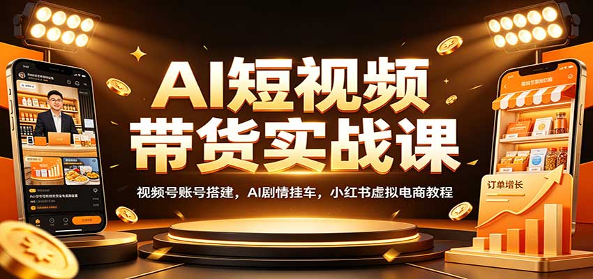 AI短视频带货实战课：视频号账号搭建，AI剧情挂车，小红书虚拟电商教程-MFXUI中国站