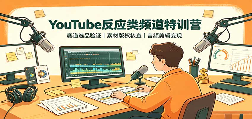 YouTube反应类频道特训营：赛道选品验证，素材版权核查，音频剪辑变现-MFXUI中国站