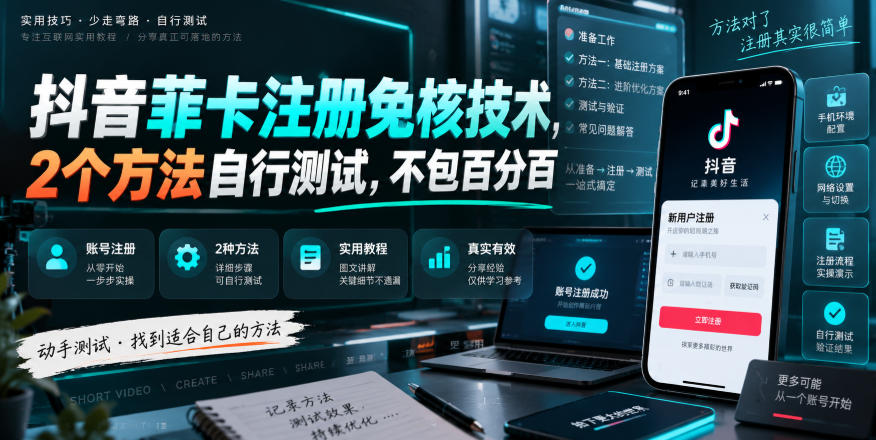 抖音菲卡注册免核技术，2个方法自行测试，不包百分百-MFXUI中国站
