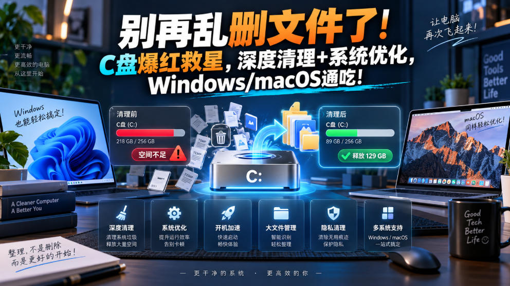 别再乱删文件了！C盘爆红救星，深度清理+系统优化，Windows/macOS通吃！-MFXUI中国站
