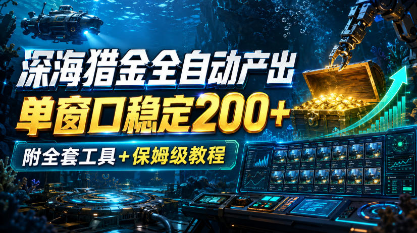 深海猎金全自动产出，单窗口稳定200+，附全套工具+保姆级教程【揭秘】-MFXUI中国站