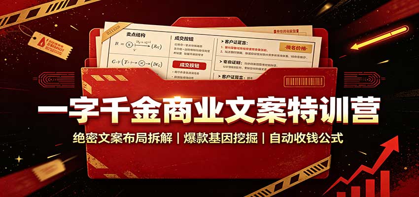 一字千金商业文案特训营：绝密文案布局拆解，爆款基因挖掘，自动收钱公式-MFXUI中国站