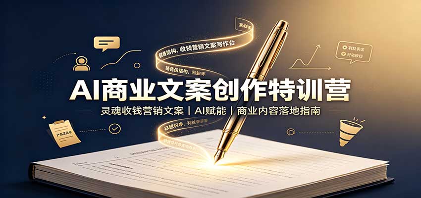 AI商业文案创作特训营:灵魂收钱营销文案,AI赋能,商业内容落地指南-MFXUI中国站