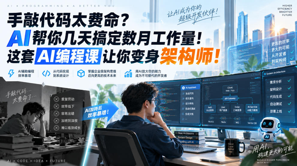 手敲代码太费命？AI帮你几天搞定数月工作量！这套AI编程课让你变身架构师！【原创双语字幕】-MFXUI中国站