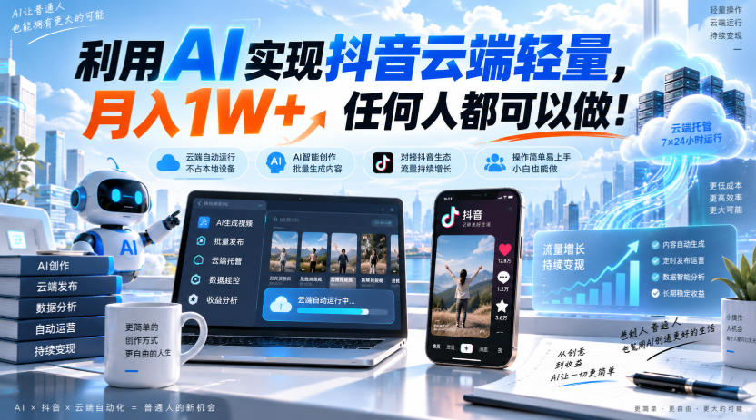 利用AI实现抖音云端轻量，月入1W+，任何人都可以做！【揭秘】-MFXUI中国站