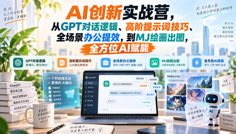 AI创新实战营，从GPT对话逻辑、高阶提示词技巧、全场景办公提效，到MJ绘画出图，全方位AI赋能-MFXUI中国站