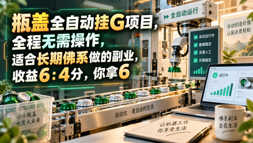 瓶盖全自动挂G项目，全程无需操作，适合长期佛系做的副业，收益6：4分，你拿6【揭秘】-MFXUI中国站