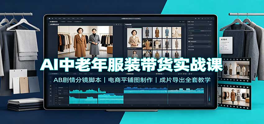 AI中老年服装带货实战课：AB剧情分镜脚本，电商平铺图制作，成片导出全套教学-MFXUI中国站