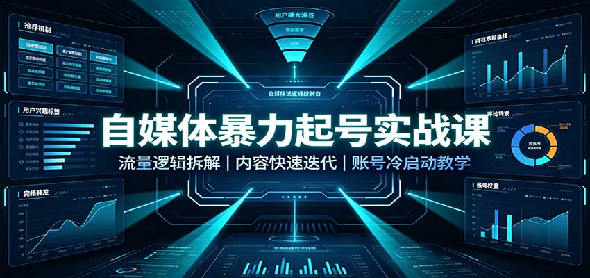 自媒体暴力起号实战课：流量逻辑拆解，内容快速迭代，账号冷启动教学-MFXUI中国站