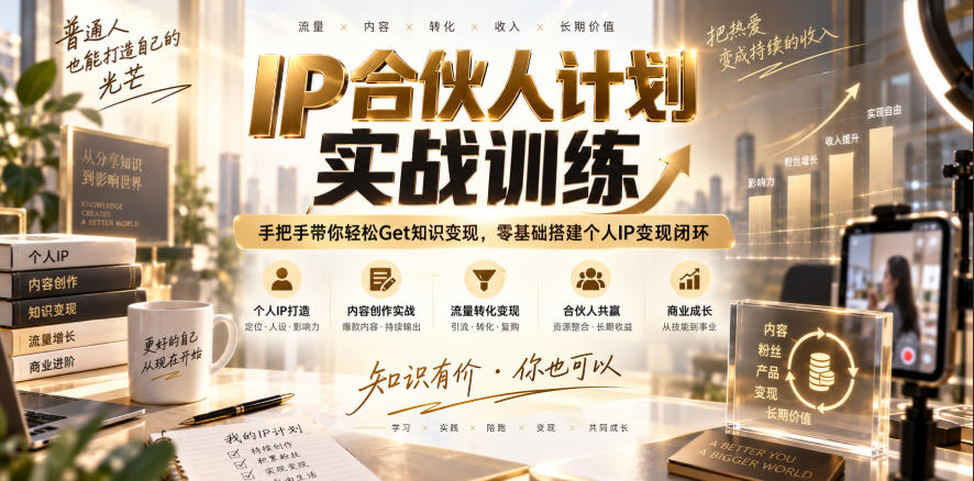 IP合伙人计划实战训练，手把手带你轻松Get知识变现，零基础搭建个人IP变现闭环(更新260908)-MFXUI中国站