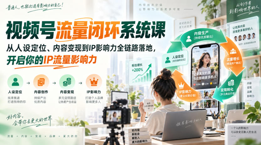 视频号流量闭环系统课，从人设定位、内容变现到IP影响力全链路落地，开启你的IP流量影响力-MFXUI中国站