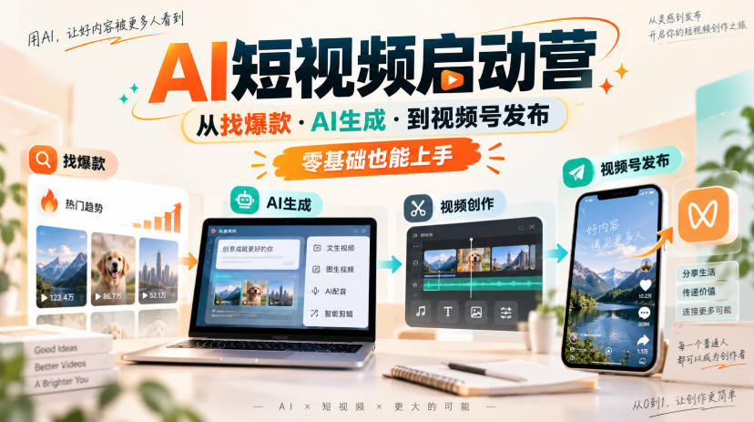 AI短视频启动营，从找爆款·AI生成·到视频号发布，零基础也能上手-MFXUI中国站