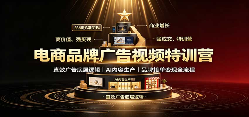 电商品牌广告视频特训：直效广告底层逻辑，AI内容生产，品牌接单变现全流程-MFXUI中国站