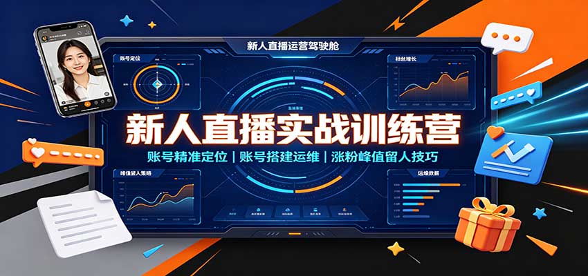 新人直播实战训练营：账号精准定位，账号搭建运维，涨粉峰值留人技巧-MFXUI中国站