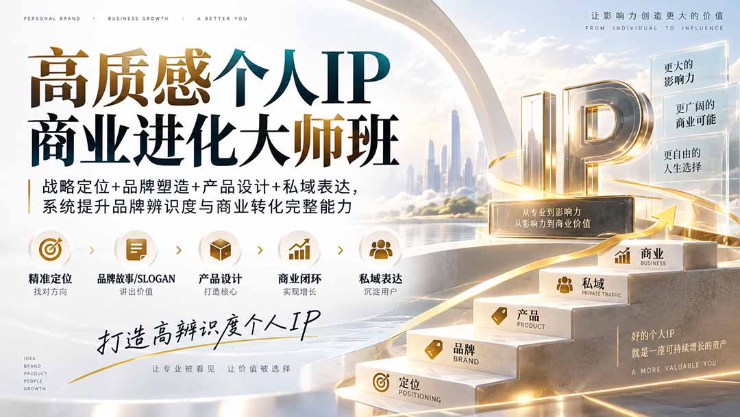 高质感个人IP商业进化大师班：战略定位+品牌塑造+产品设计+私域表达，系统提升品牌辨识度与商业转化完整能力-MFXUI中国站