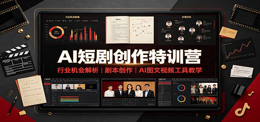 AI短剧创作特训营：行业机会解析，剧本创作，AI图文视频工具教学(文字版)-MFXUI中国站