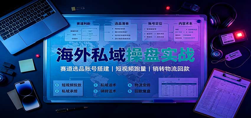 海外私域操盘实战：赛道选品账号搭建，短视频跑量，销转物流回款-MFXUI中国站