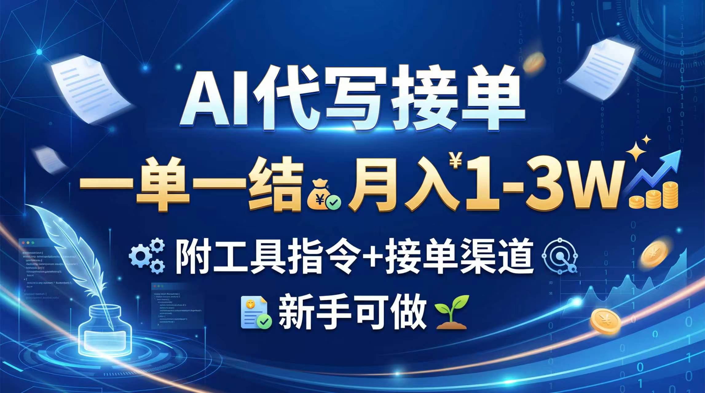 AI代写接单,一单一结,月入1-3W,附工具指令+接单渠道,新手可做-MFXUI中国站