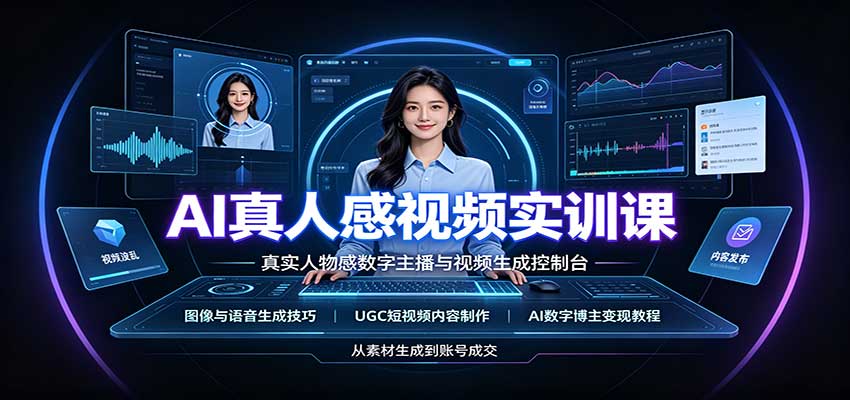 AI真人感视频实训课：图像语音生成，UGC内容制作，AI数字博主变现教程-MFXUI中国站