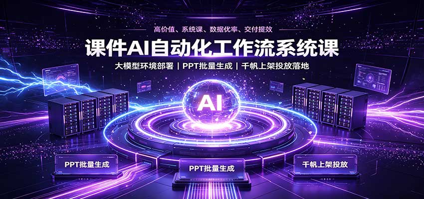 课件AI自动化工作流系统课：大模型环境部署，PPT批量生成，千帆上架投放落地-MFXUI中国站