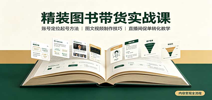 精装图书带货实战课：账号定位起号方法，图文视频制作，促单转化教学-MFXUI中国站
