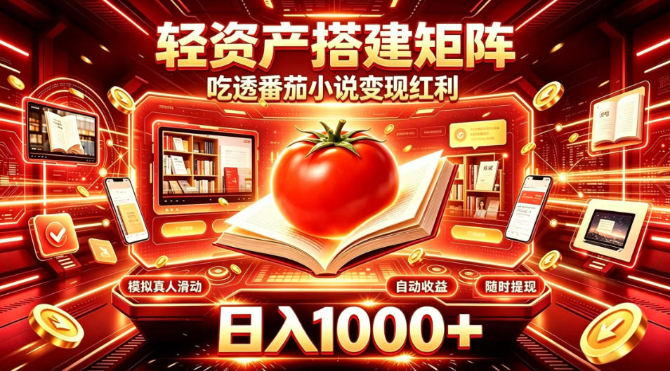 轻资产搭建矩阵,吃透番茄小说变现红利,日入1000+,支持无限矩阵放大【揭秘】-MFXUI中国站