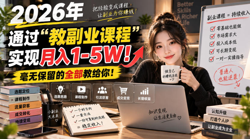 2026年通过“教副业课程”实现月入1-5W！毫无保留的全部教给你！【揭秘】-MFXUI中国站