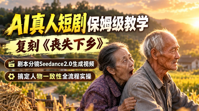 AI真人短剧保姆级教学，复刻《丧失下乡》，剧本分镜Seedance2.0生成视频，搞定人物一致性全流程实操-MFXUI中国站