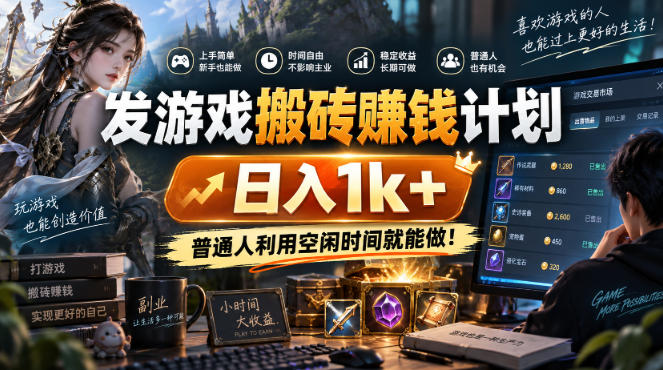 发游戏搬砖賺钱计划，日入1k+，普通人利用空闲时间就能做！【揭秘】-MFXUI中国站