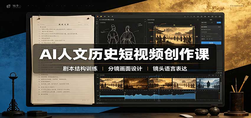 AI人文历史短视频创作课：赛道对标、剧本分镜制图，掌握视频完整产出流程-MFXUI中国站