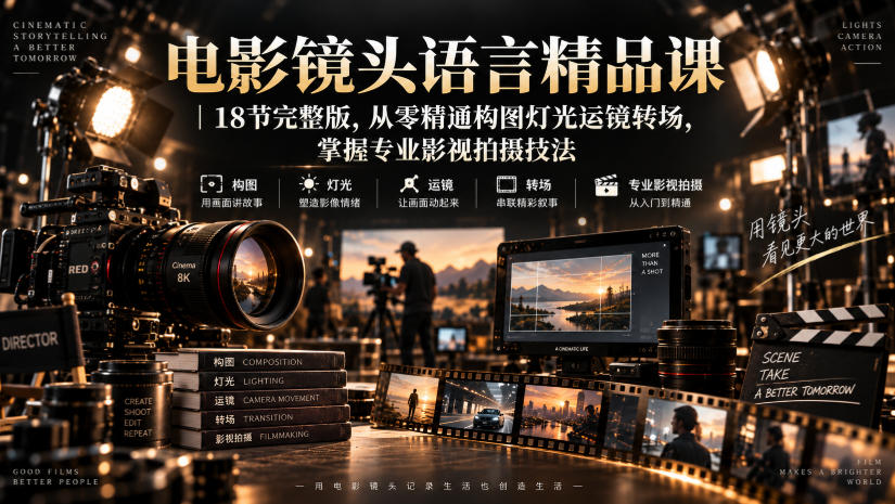 电影镜头语言精品课｜18节完整版，从零精通构图灯光运镜转场，掌握专业影视拍摄技法-MFXUI中国站