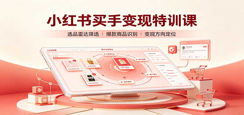 小红书买手变现特训课：账号定位养号起号，选品挂车，笔记标题封面全套教学-MFXUI中国站
