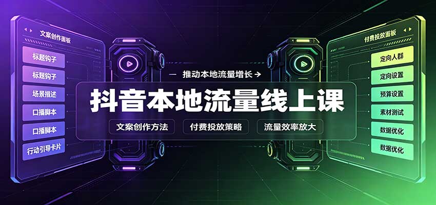抖音本地流量线上课：账号搭建拍摄剪辑，文案创作与付费投放教学-MFXUI中国站