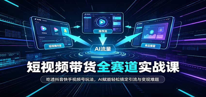 短视频带货全赛道：吃透抖音快手视频号玩法，AI赋能轻松搞定引流与变现难题-MFXUI中国站