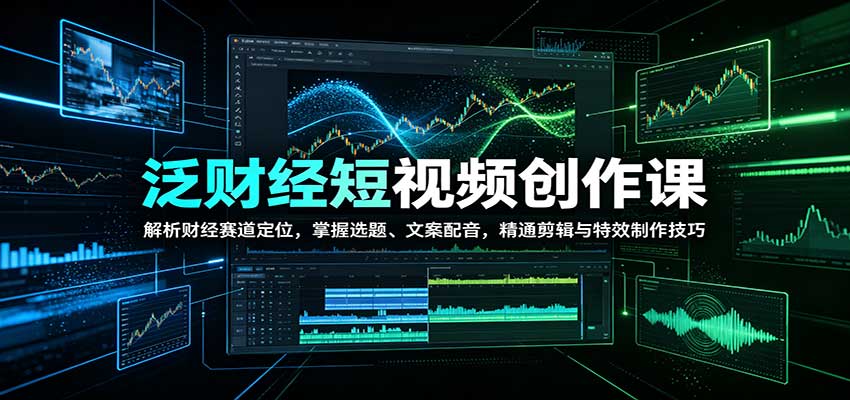 泛财经短视频创作课：解析财经赛道定位，掌握选题、文案配音，精通剪辑与特效制作技巧-MFXUI中国站