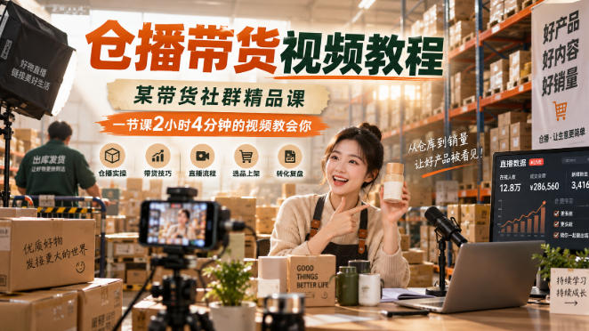 仓播带货视频教程，某带货社群精品课，一节课2小时4分钟的视频教会你-MFXUI中国站