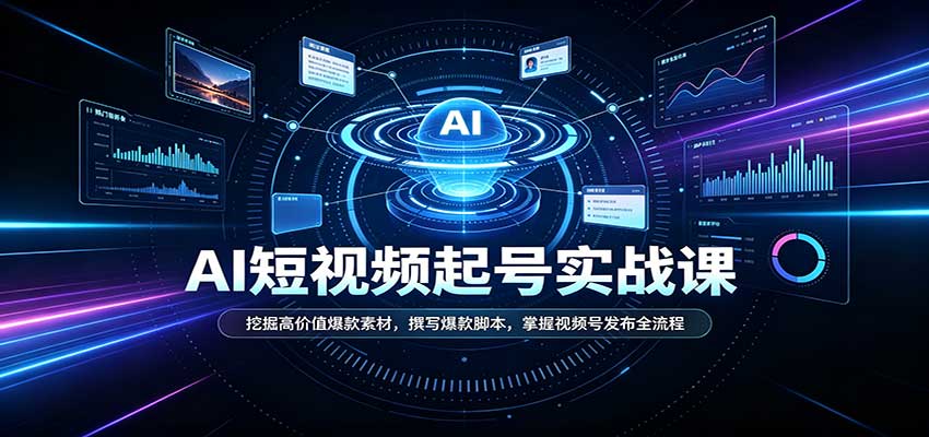 短视频AI起号实战课：挖掘高价值爆款素材，撰写爆款脚本，掌握视频号发布全流程-MFXUI中国站