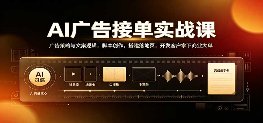 AI广告接单实战：广告策略与文案逻辑，脚本创作，搭建落地页，开发客户拿下商业大单-MFXUI中国站