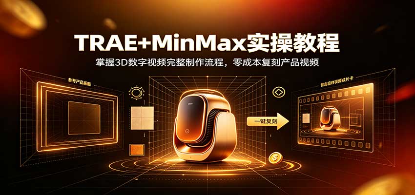 TRAE+MinMax实操教程：3D数字视频完整制作流程，零成本复刻产品视频-MFXUI中国站