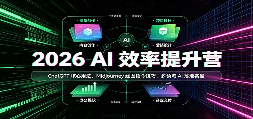 2026 AI效率提升营：ChatGPT核心用法，Midjourney绘图指令技巧，多领域AI落地实操-MFXUI中国站
